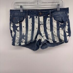 Vintage LEI I Ashley Low Rise Denim Shorts Patriotic‎ American Flag Women's - 13